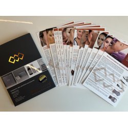 15 exclusive product sheets with assembly folder made with soft touch, hot foil and lacquer