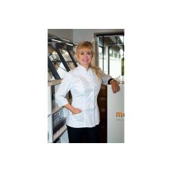 Clinic coat with logo in white and black (S, M, L, XL). Eco textile